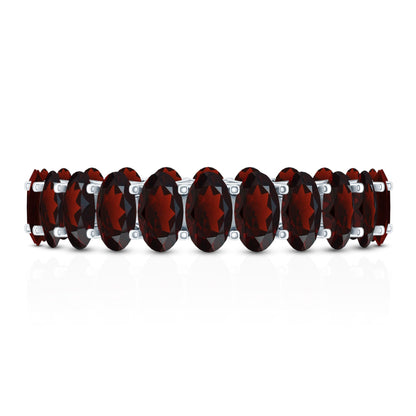 Certified Real Oval Garnet Eternity Ring for Anniversary