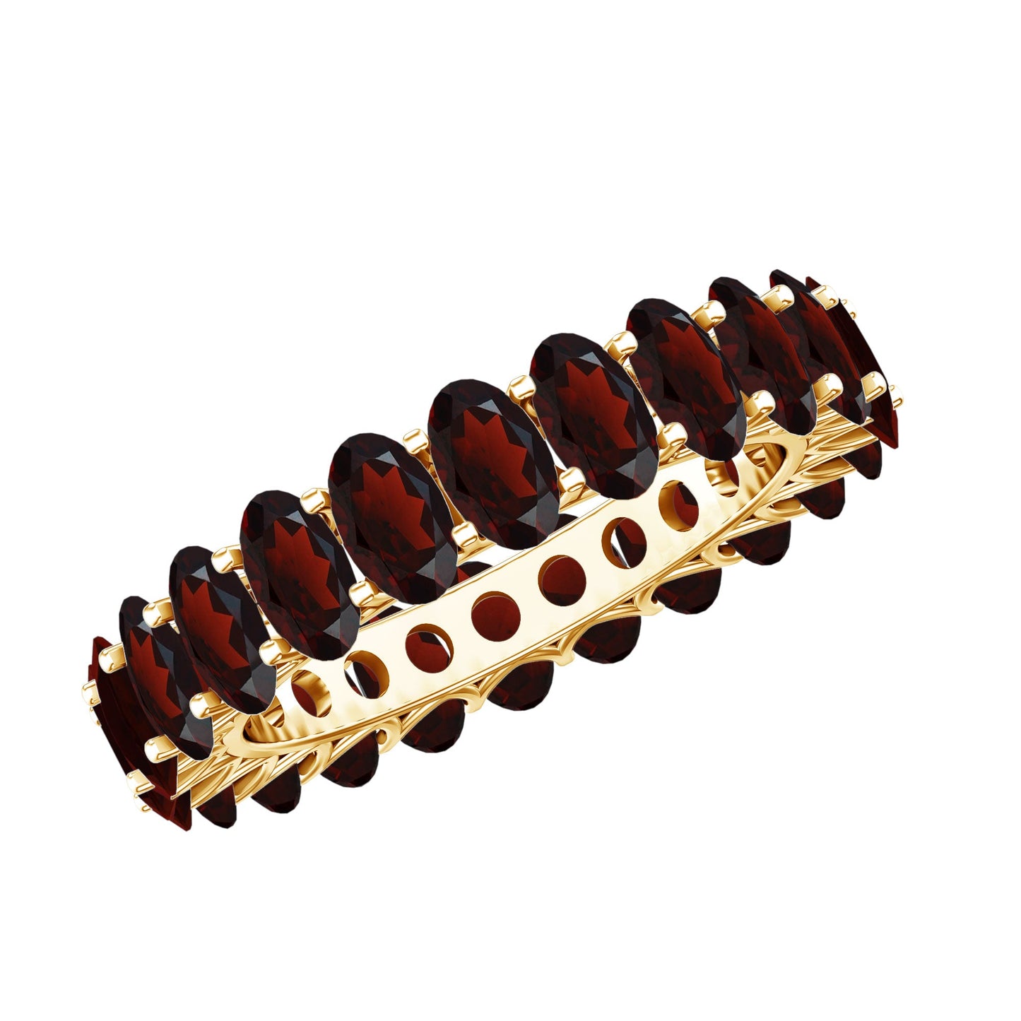 Certified Real Oval Garnet Eternity Ring for Anniversary