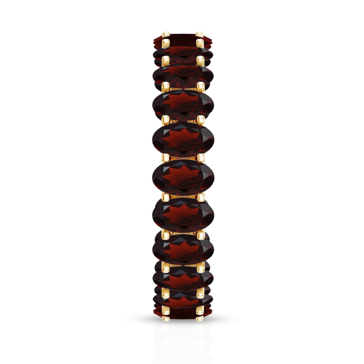 Certified Real Oval Garnet Eternity Ring for Anniversary