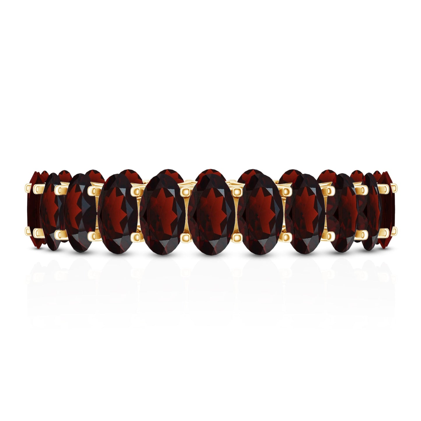 Certified Real Oval Garnet Eternity Ring for Anniversary
