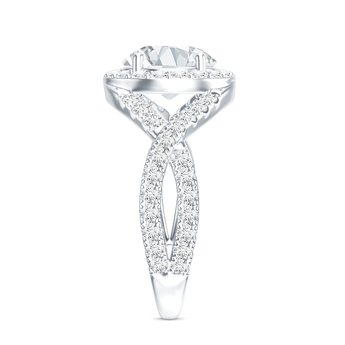 Round Moissanite Crossover Engagement Ring for Women