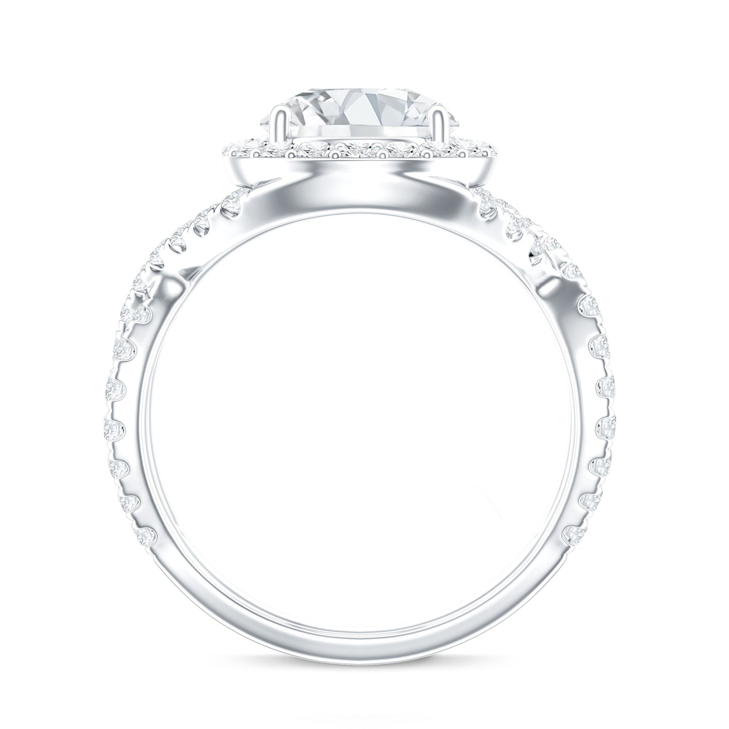 Round Moissanite Crossover Engagement Ring for Women