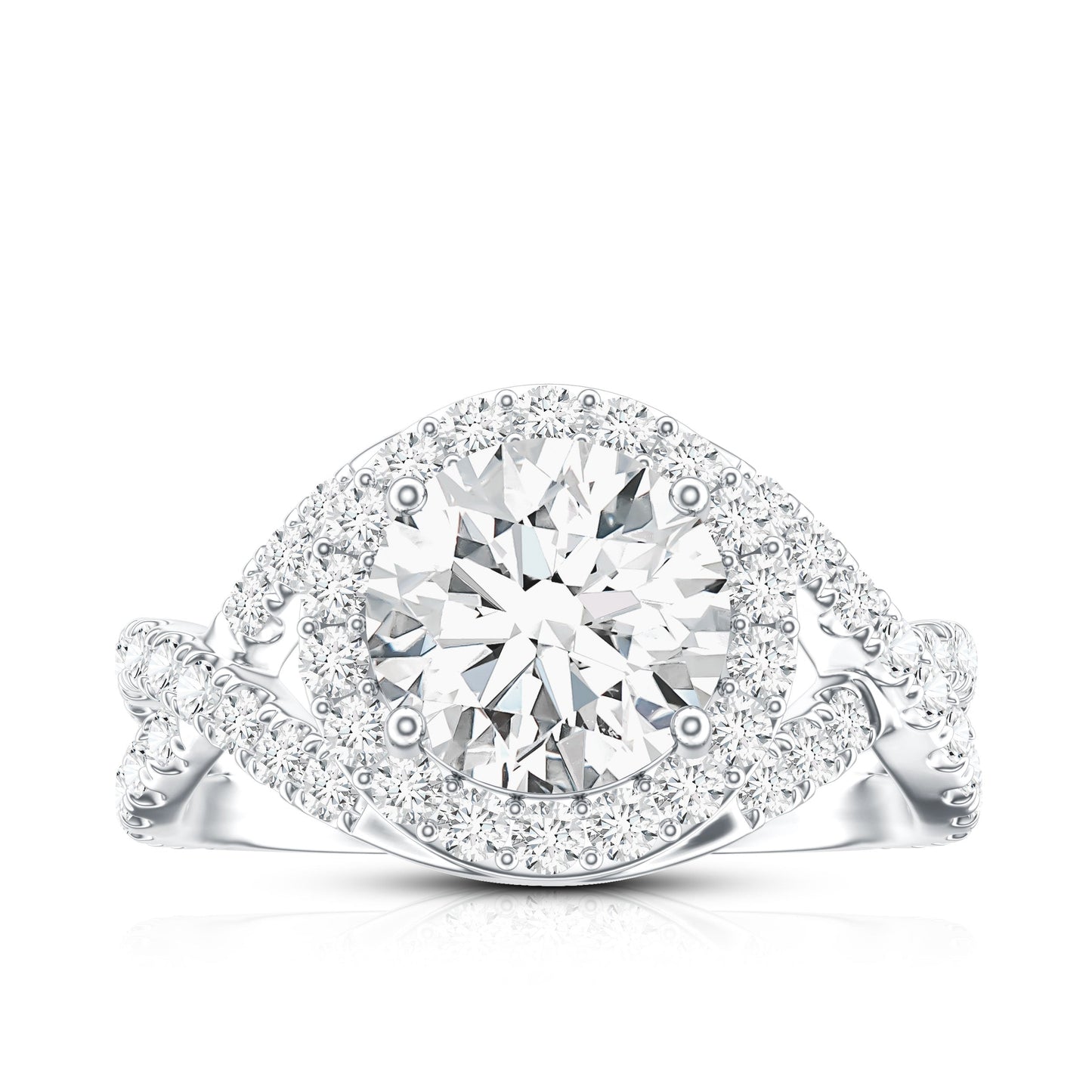 Round Moissanite Crossover Engagement Ring for Women