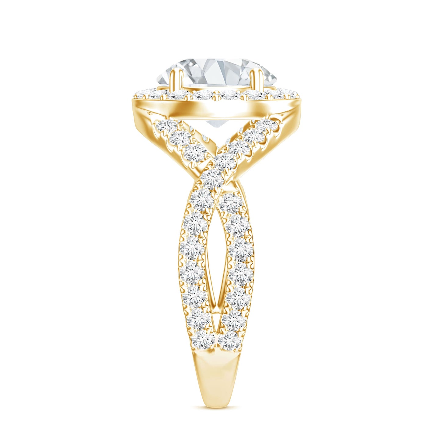 Round Moissanite Crossover Engagement Ring for Women