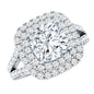 Certified Cushion Cut Moissanite Double Halo Engagement Ring