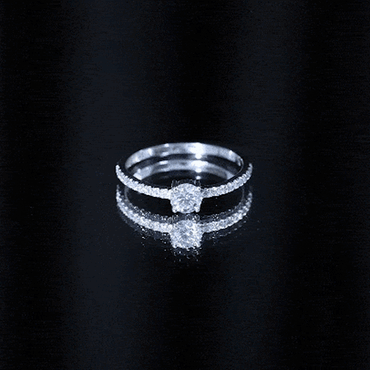 Round Shape Moissanite Solitaire Promise Ring with Side Stones