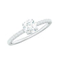 Round Shape Moissanite Solitaire Promise Ring with Side Stones