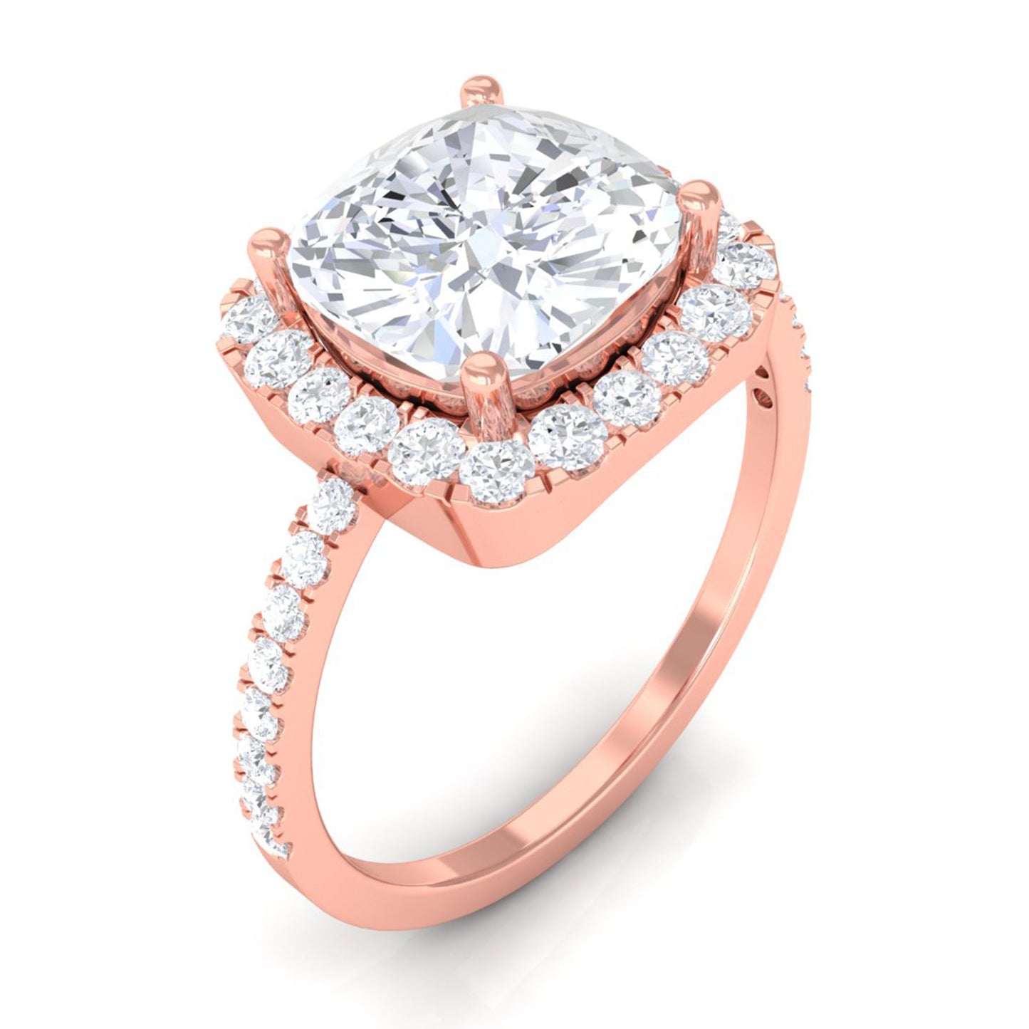 3 Carat Cushion Cut Moissanite Halo Engagement Ring for Women