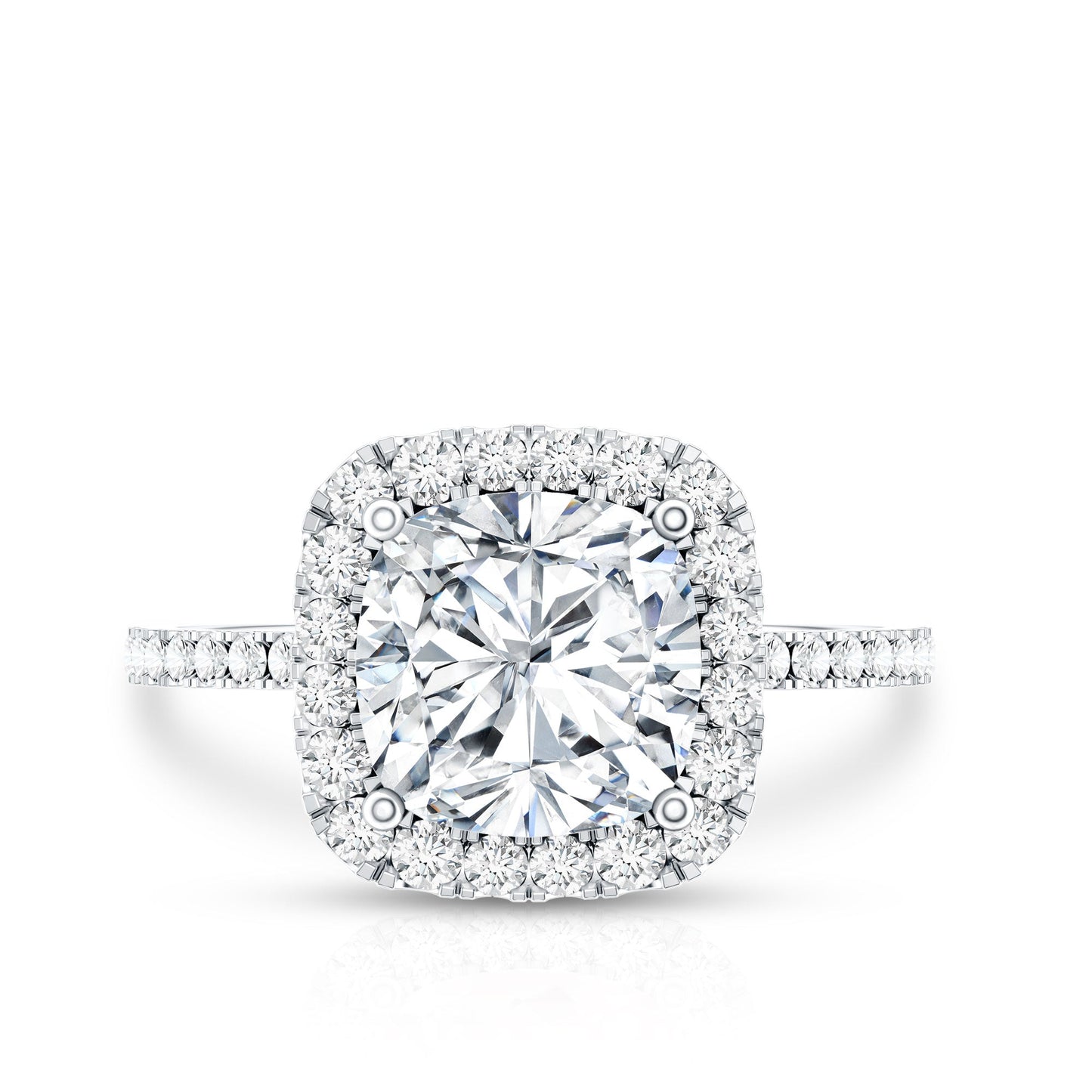 3 Carat Cushion Cut Moissanite Halo Engagement Ring for Women
