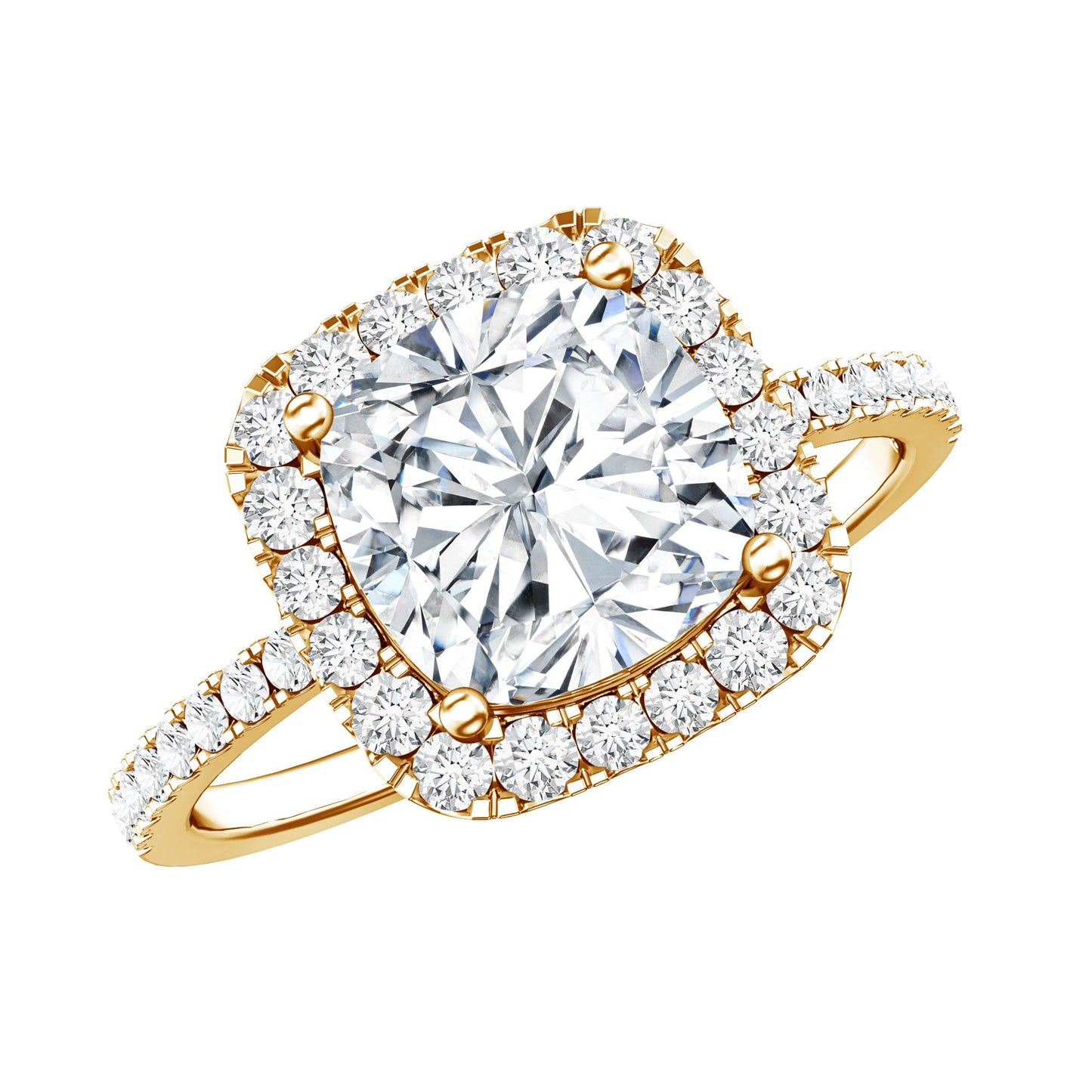 3 Carat Cushion Cut Moissanite Halo Engagement Ring for Women