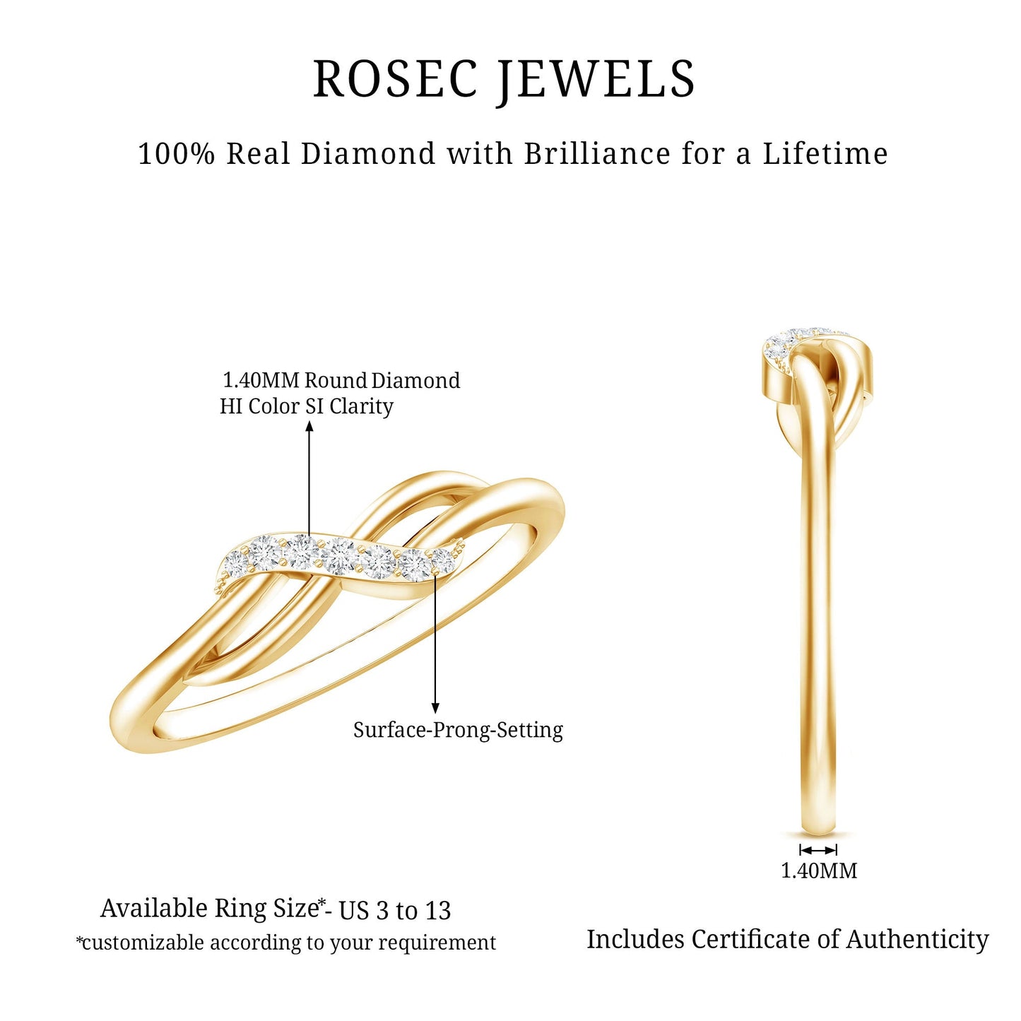 Certified Diamond Infinity Promise Ring For Her