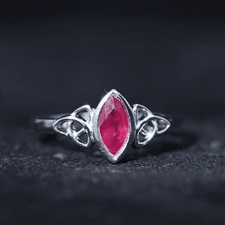Natural Marquise Ruby Promise Ring with Celtic Knot