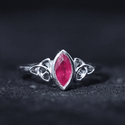 Natural Marquise Ruby Promise Ring with Celtic Knot