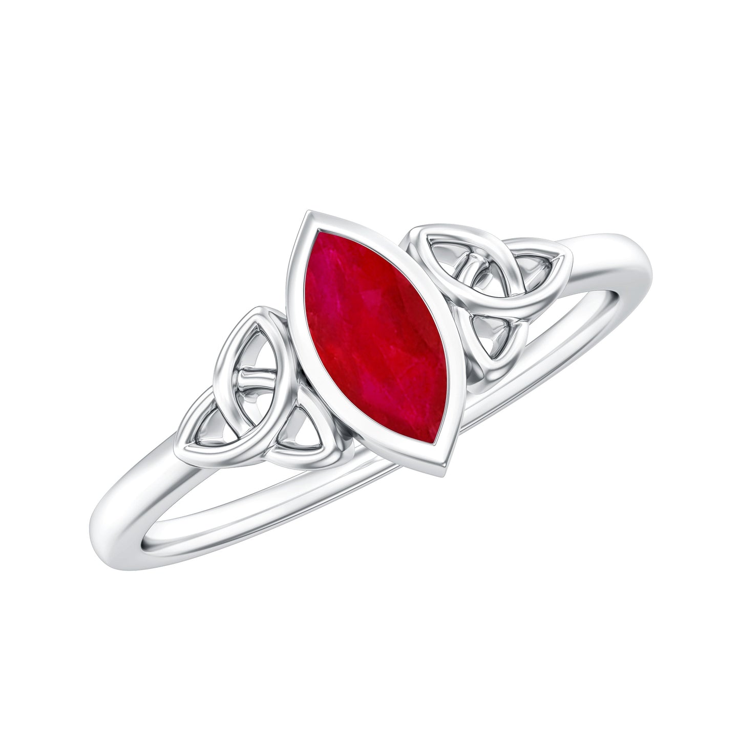 Natural Marquise Ruby Promise Ring with Celtic Knot
