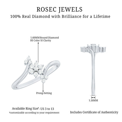 Round Cut Diamond Floral Promise Ring