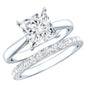 Certified 3 Carat Princess Cut Moissanite Engagement Ring with Wedding Band