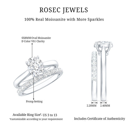 Oval Cut Solitaire Moissanite Bridal Ring Set