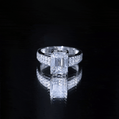 Emerald Cut Moissanite Big Engagement Ring