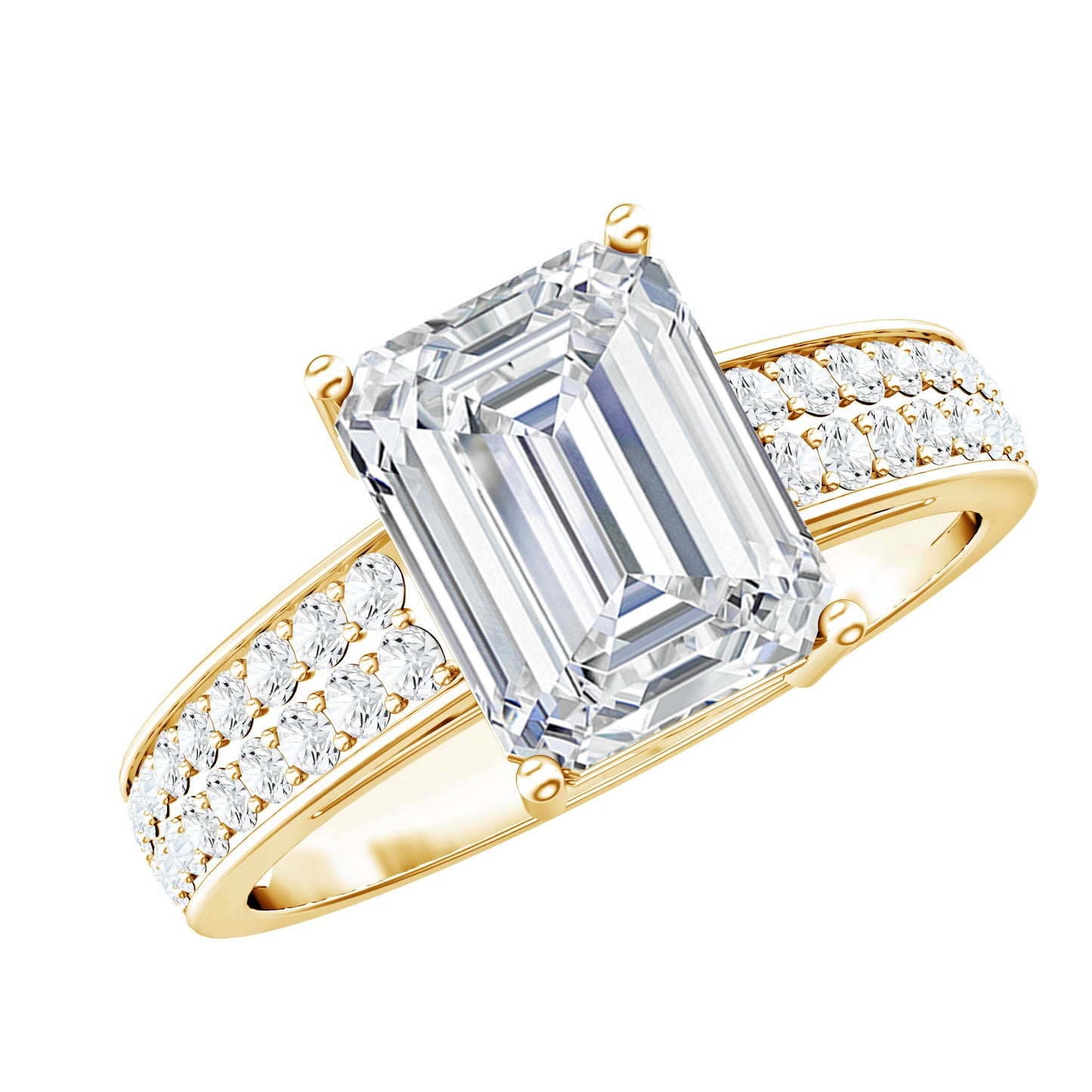 Emerald Cut Moissanite Big Engagement Ring
