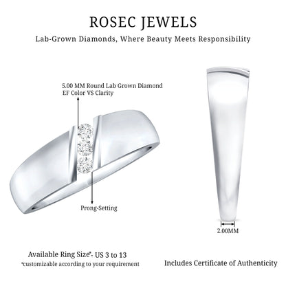 Real Diamond Three Stone Band Ring with Certificate