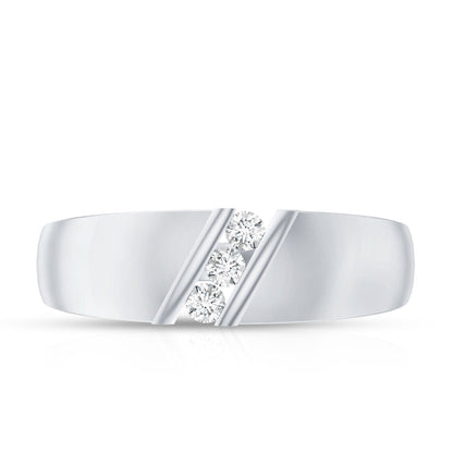 Real Diamond Three Stone Band Ring with Certificate