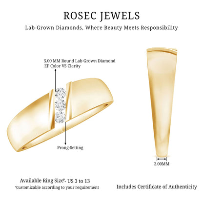 Real Diamond Three Stone Band Ring with Certificate