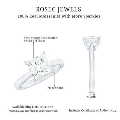 Princess Cut 3 Carat Moissanite Solitaire Engagement Ring