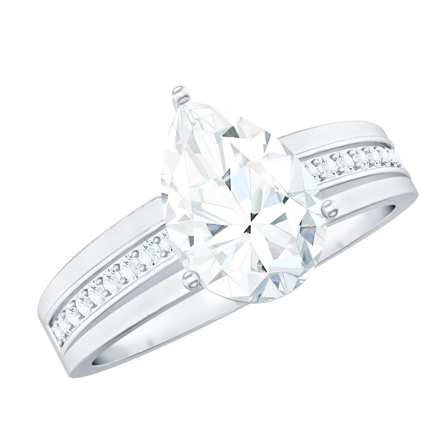 Solitaire Moissanite Pear Shaped Engagement Ring