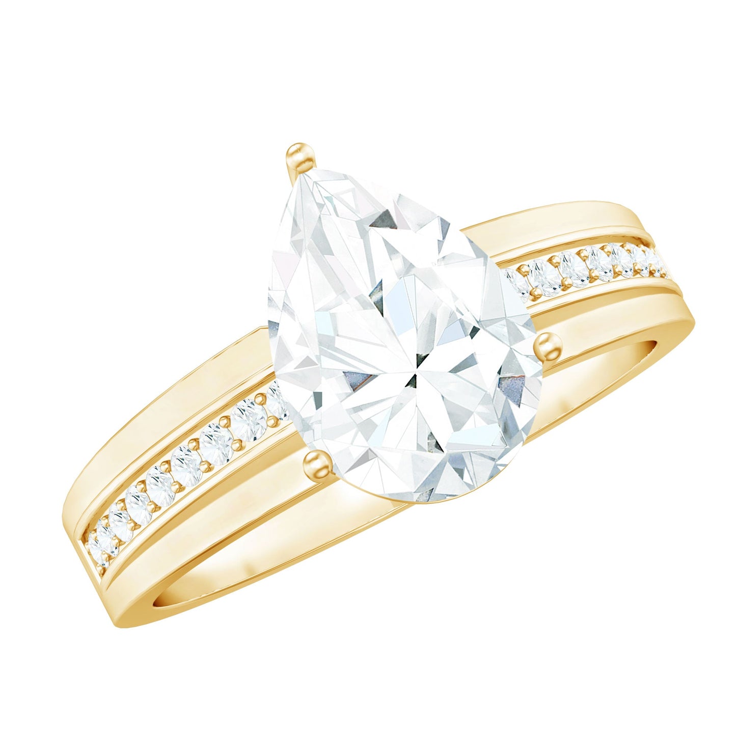 Solitaire Moissanite Pear Shaped Engagement Ring