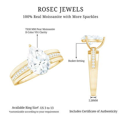 Solitaire Moissanite Pear Shaped Engagement Ring