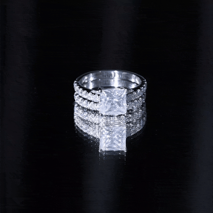 Moissanite 3 Carat Princess Cut Engagement Ring with Enhancer