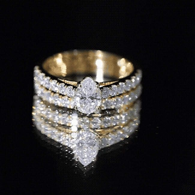 Pear Shaped Moissanite Engagement Ring with Wedding Band