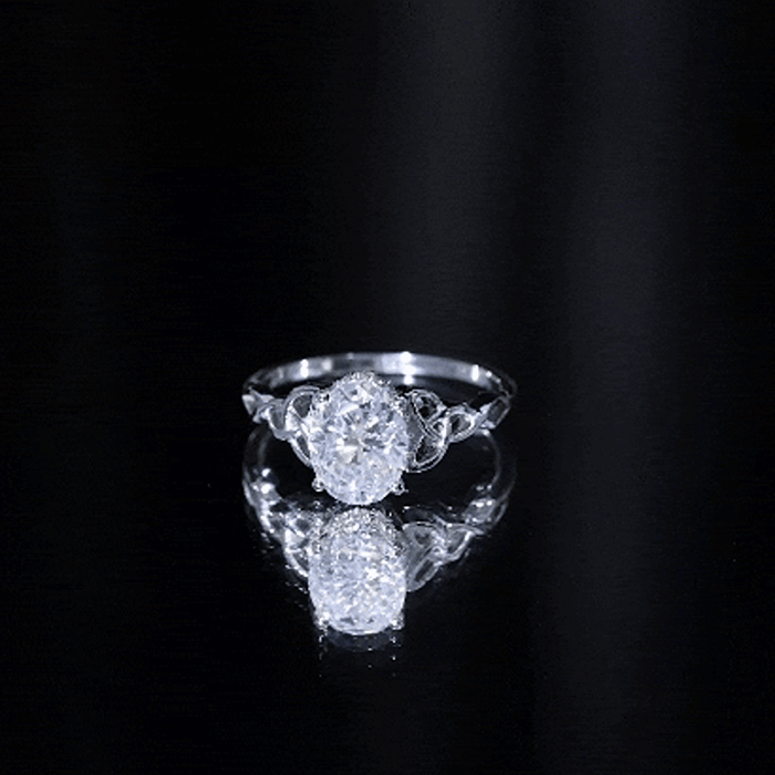 Certified 2 Carat Moissanite Hidden Halo Engagement Ring with Celtic Knot