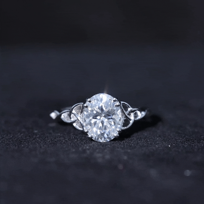 Oval Moissanite Engagement Ring with Celtic Band