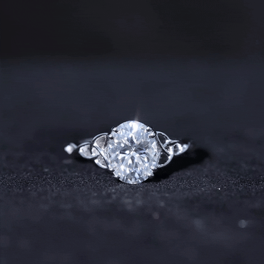 Oval Moissanite Engagement Ring with Celtic Band
