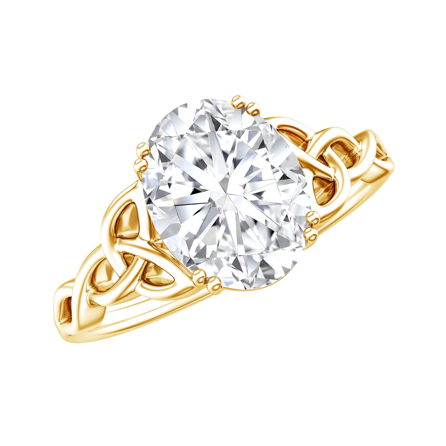 Oval Moissanite Engagement Ring with Celtic Band
