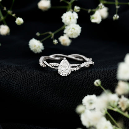 Pear Shaped Moissanite Braided Engagement Ring