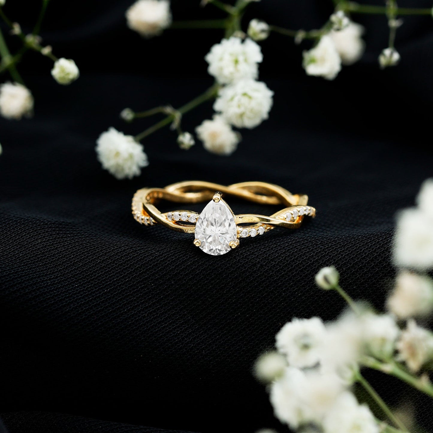Pear Shaped Moissanite Braided Engagement Ring