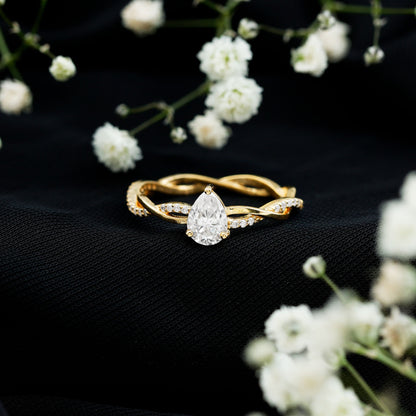 Pear Shaped Moissanite Braided Engagement Ring