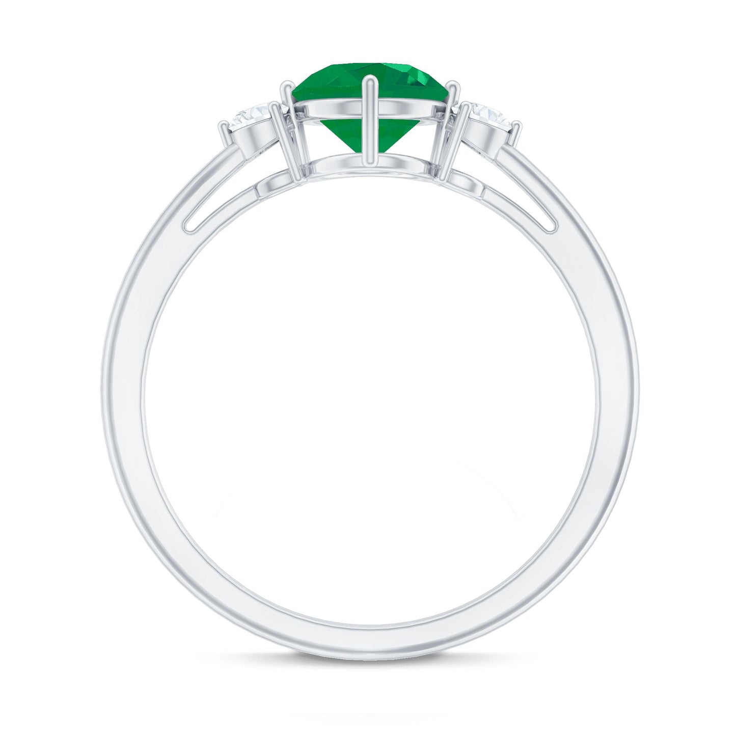 Natural Emerald Diamond Three Stone Promise Ring
