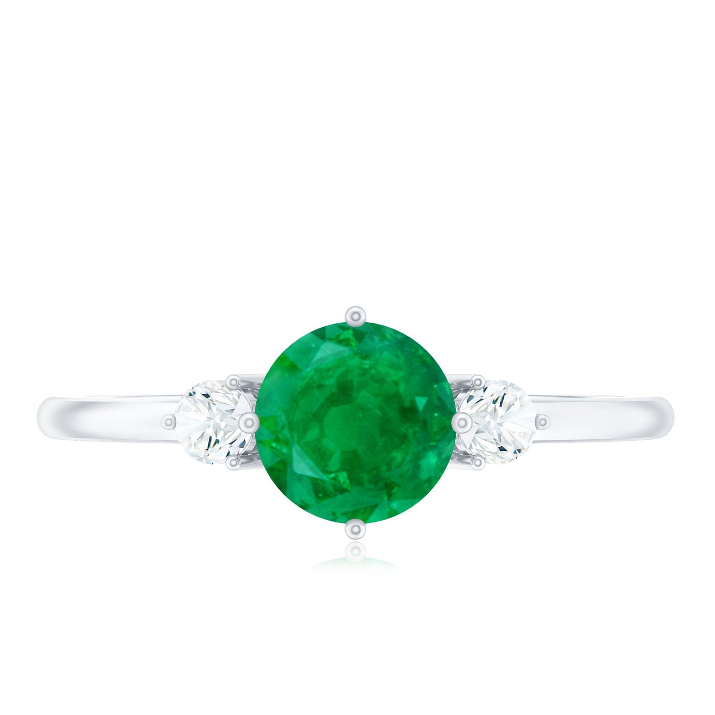 Natural Emerald Diamond Three Stone Promise Ring