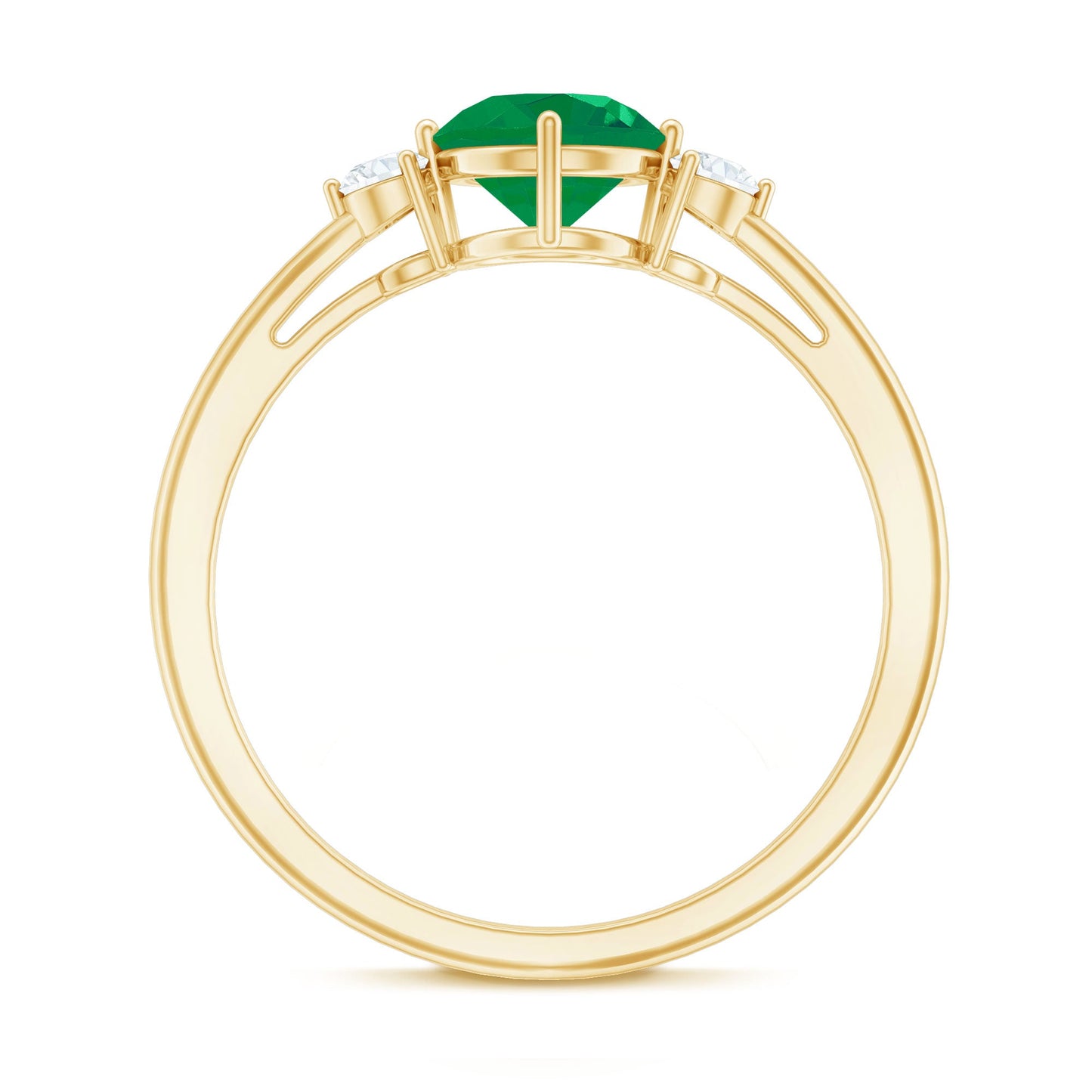 Natural Emerald Diamond Three Stone Promise Ring