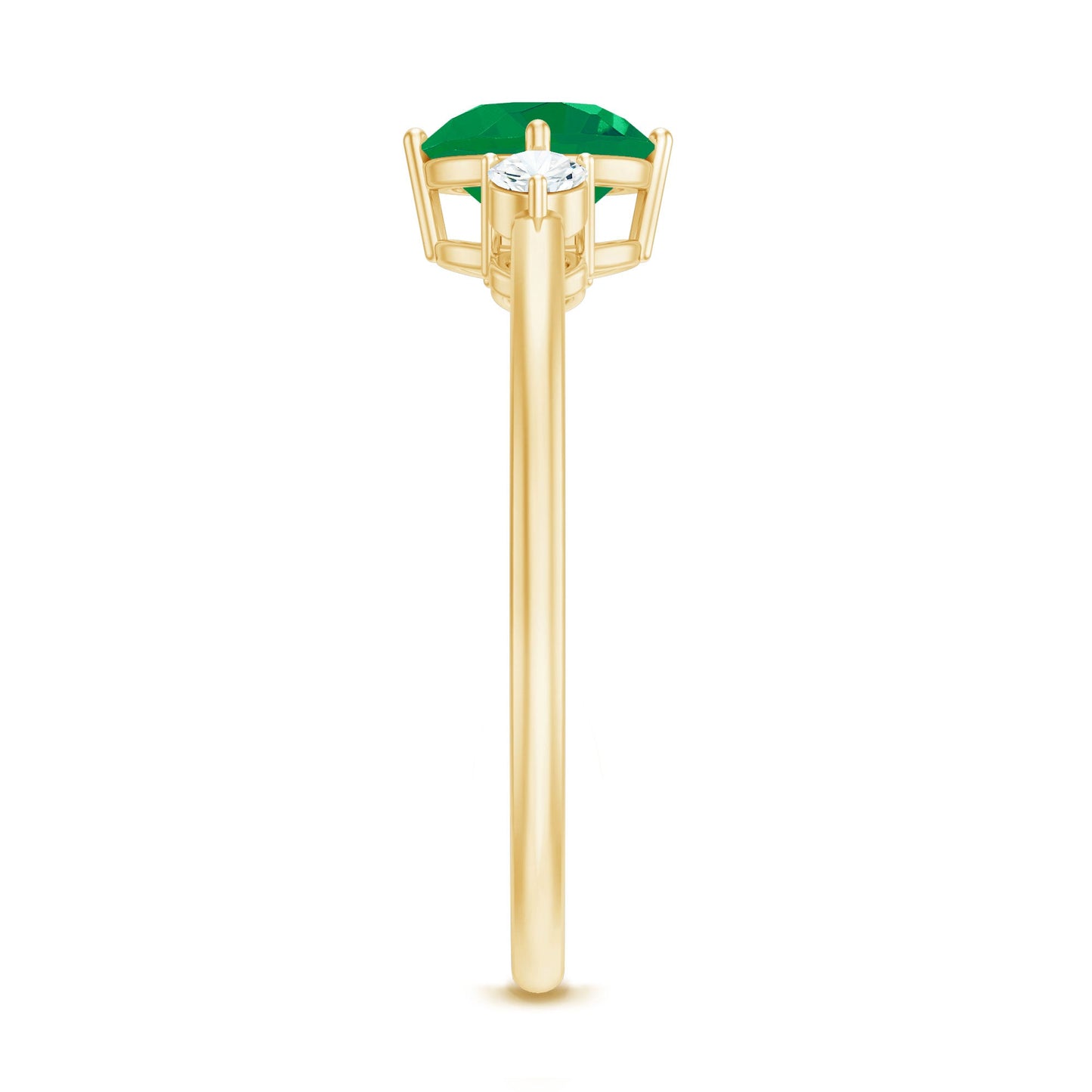 Natural Emerald Diamond Three Stone Promise Ring