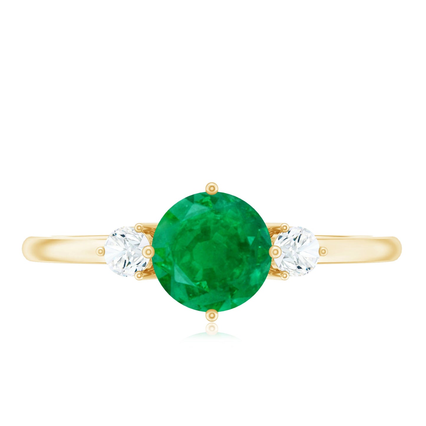 Natural Emerald Diamond Three Stone Promise Ring