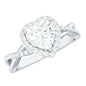 Heart Shape Moissanite Halo Engagement Ring with Criss Cross Band