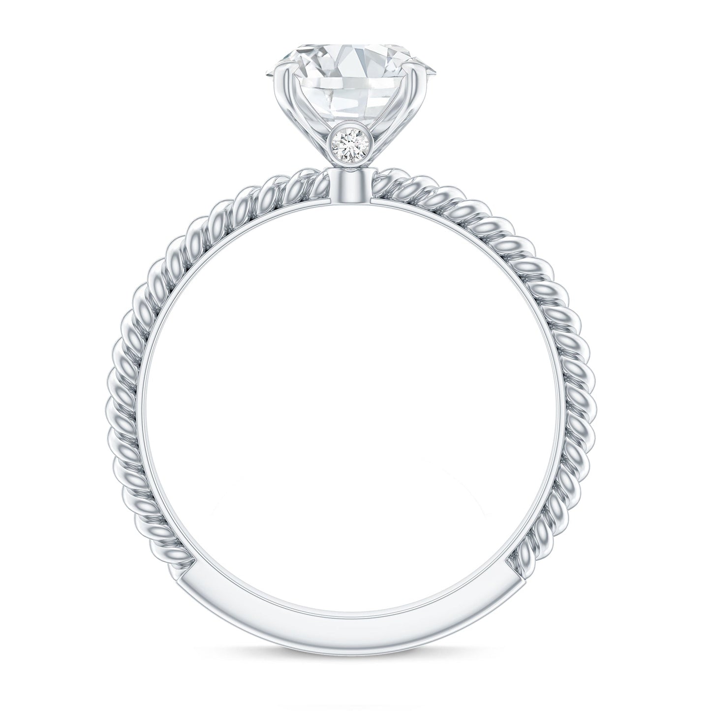 Oval Shape Moissanite Solitaire Engagement Ring with Twisted Rope