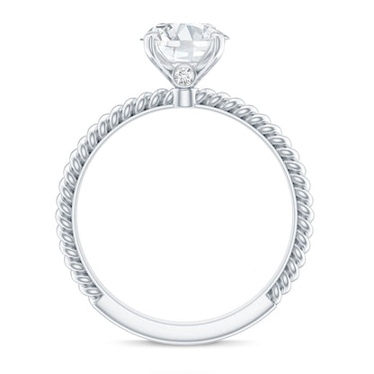 Oval Shape Moissanite Solitaire Engagement Ring with Twisted Rope