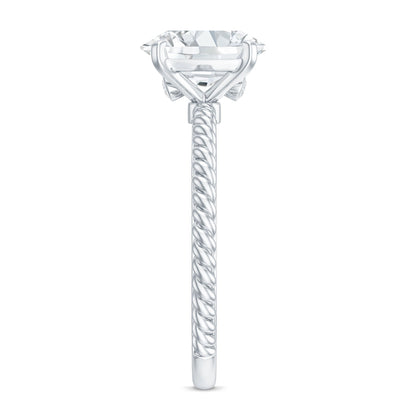 Oval Shape Moissanite Solitaire Engagement Ring with Twisted Rope