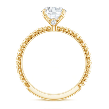 Oval Shape Moissanite Solitaire Engagement Ring with Twisted Rope