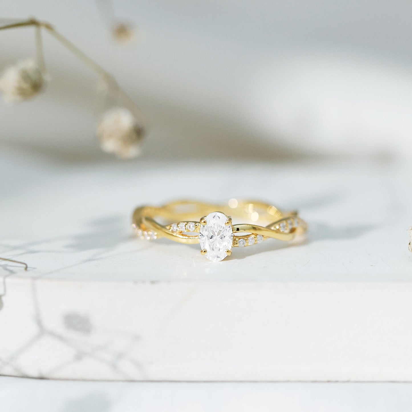 Oval Cut Moissanite Braided Engagement Ring